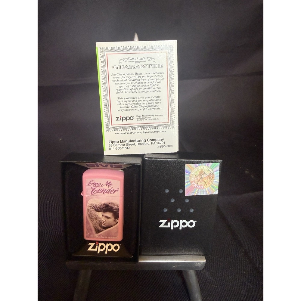 2007 Elvis Presley Love Me Tender Zippo Lighter In Box 28481 Pink Music Fan